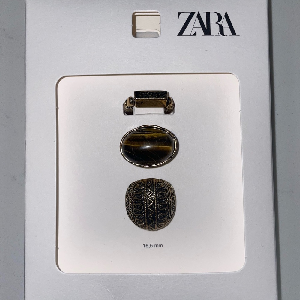 Zara Black, Brown, and Gold Ring Set